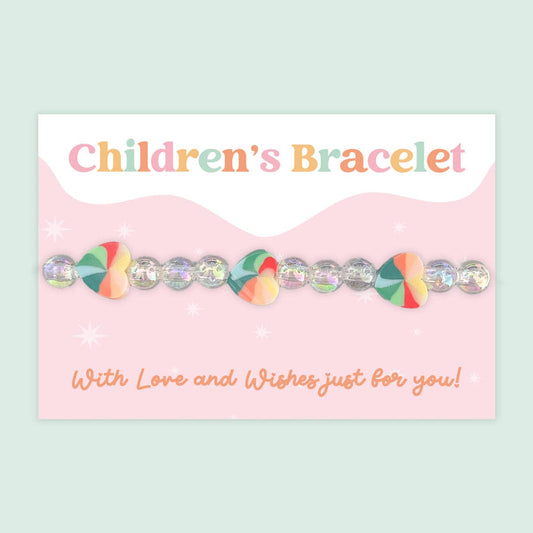 Rainbow Heart Charms - Children's Beaded Bracelet