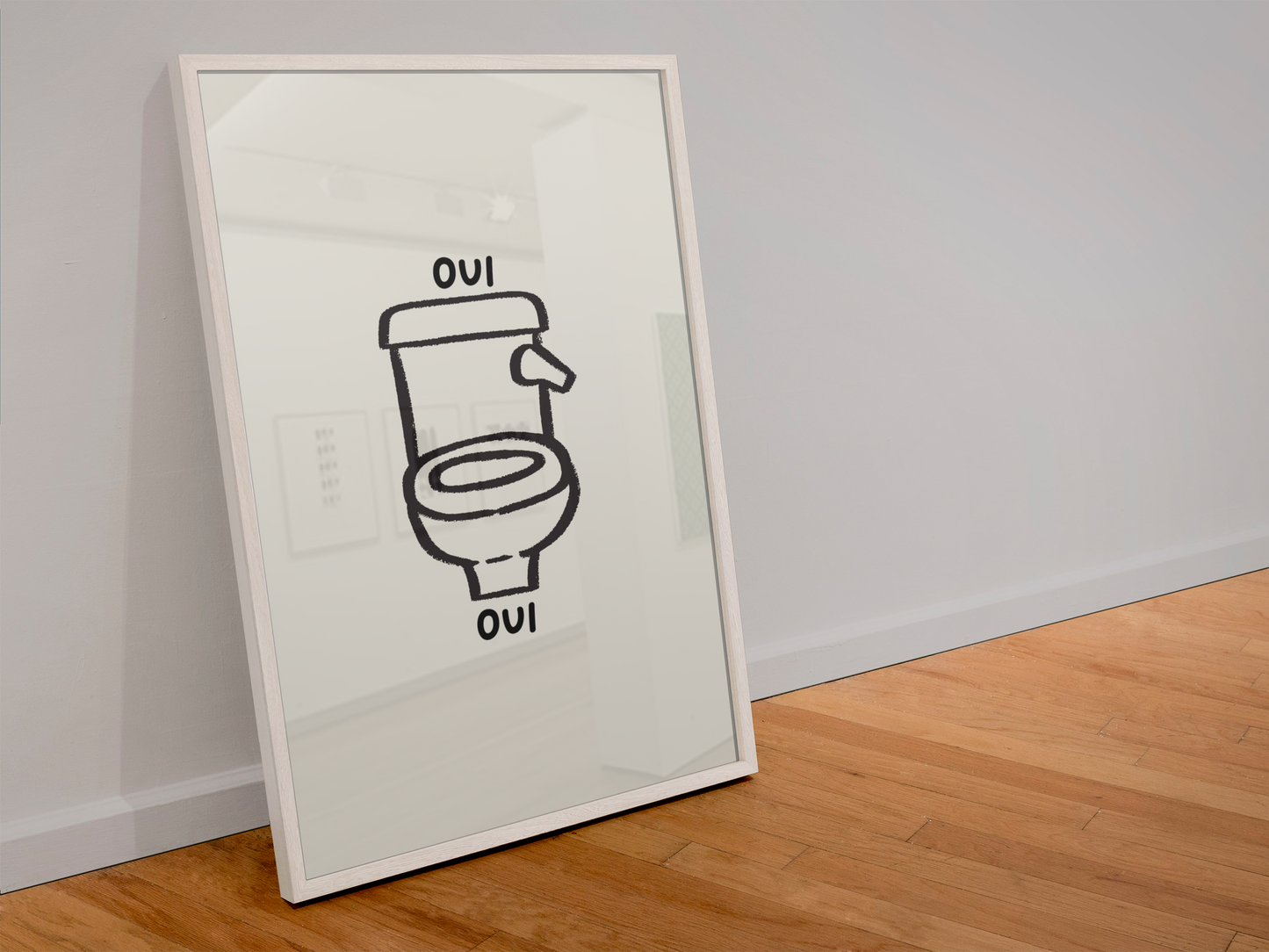 Oui Oui Bathroom Print: A4