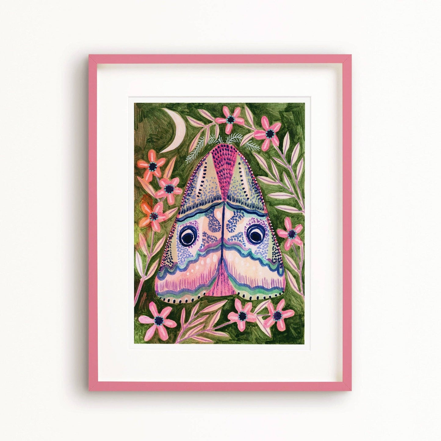 Pink Luna Moth Art Print: A4
