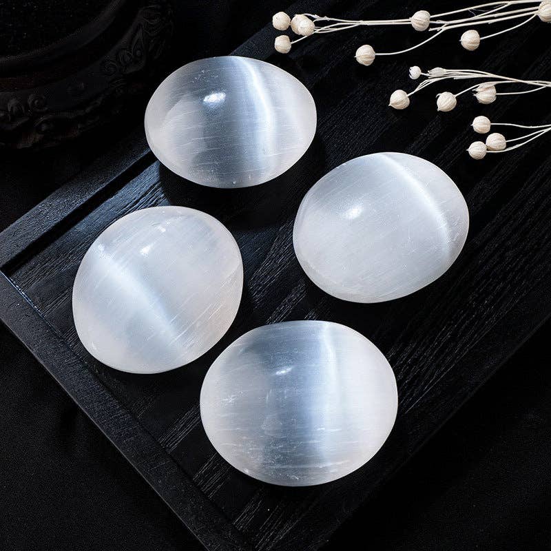 Selenite Palm Stone