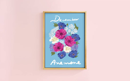 Birth Flower Print December - Anemone - A6