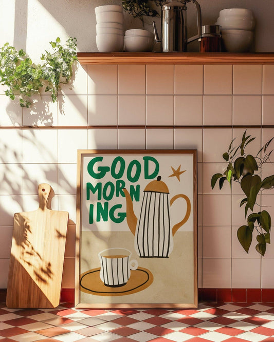 Good Morning Tea Pot Print: A4