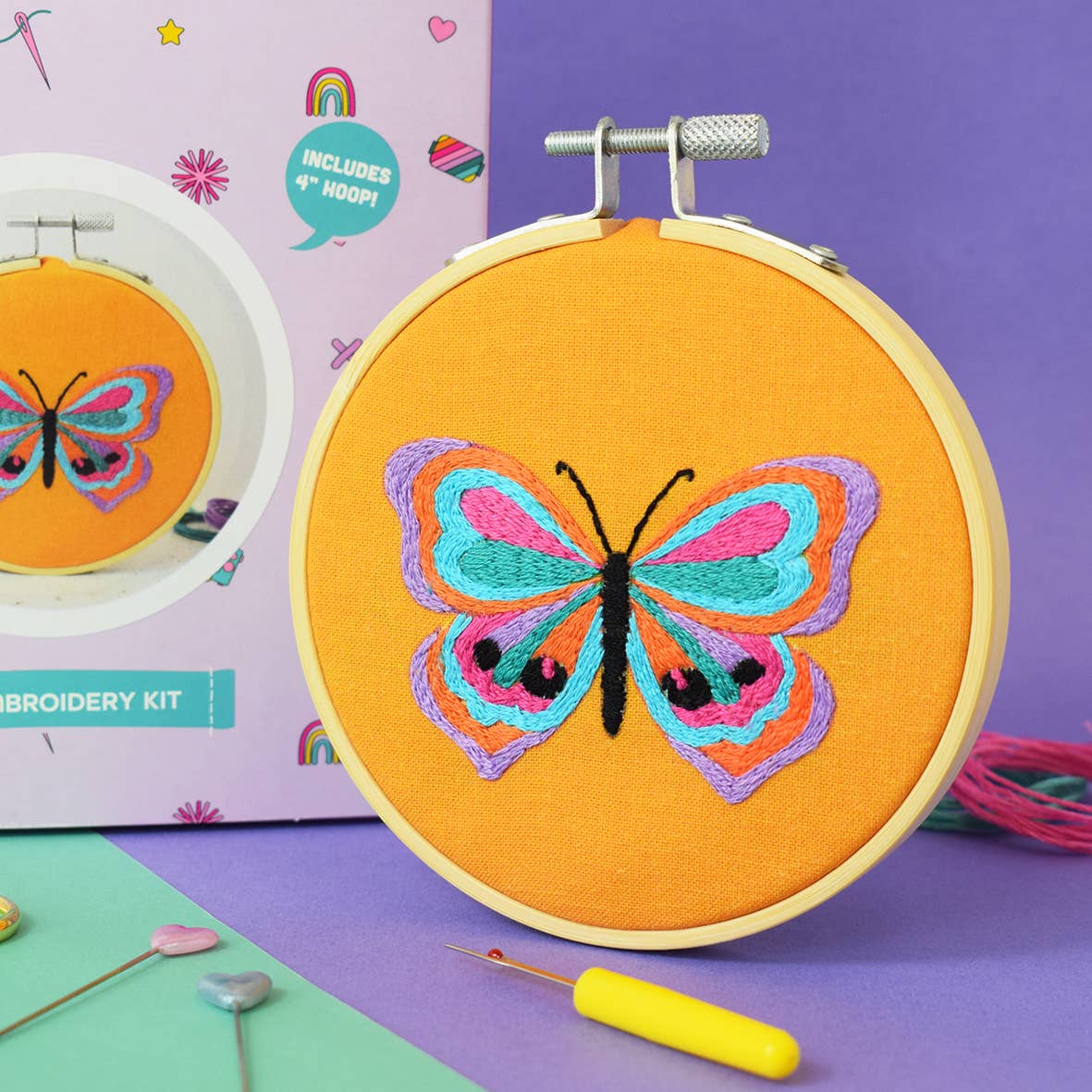 'Kaleidoscope Butterfly' Mini Embroidery Kit