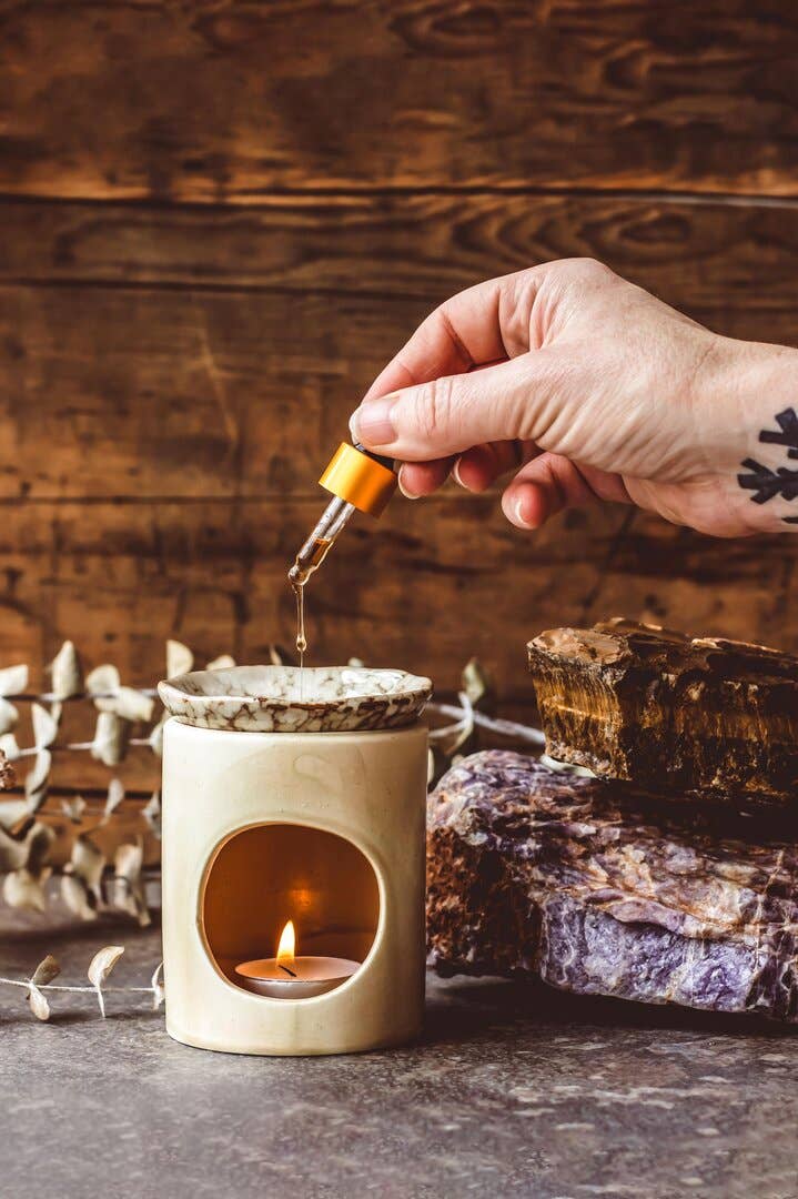 Handmade Ceramic Oil Burner - Sand / Speckled