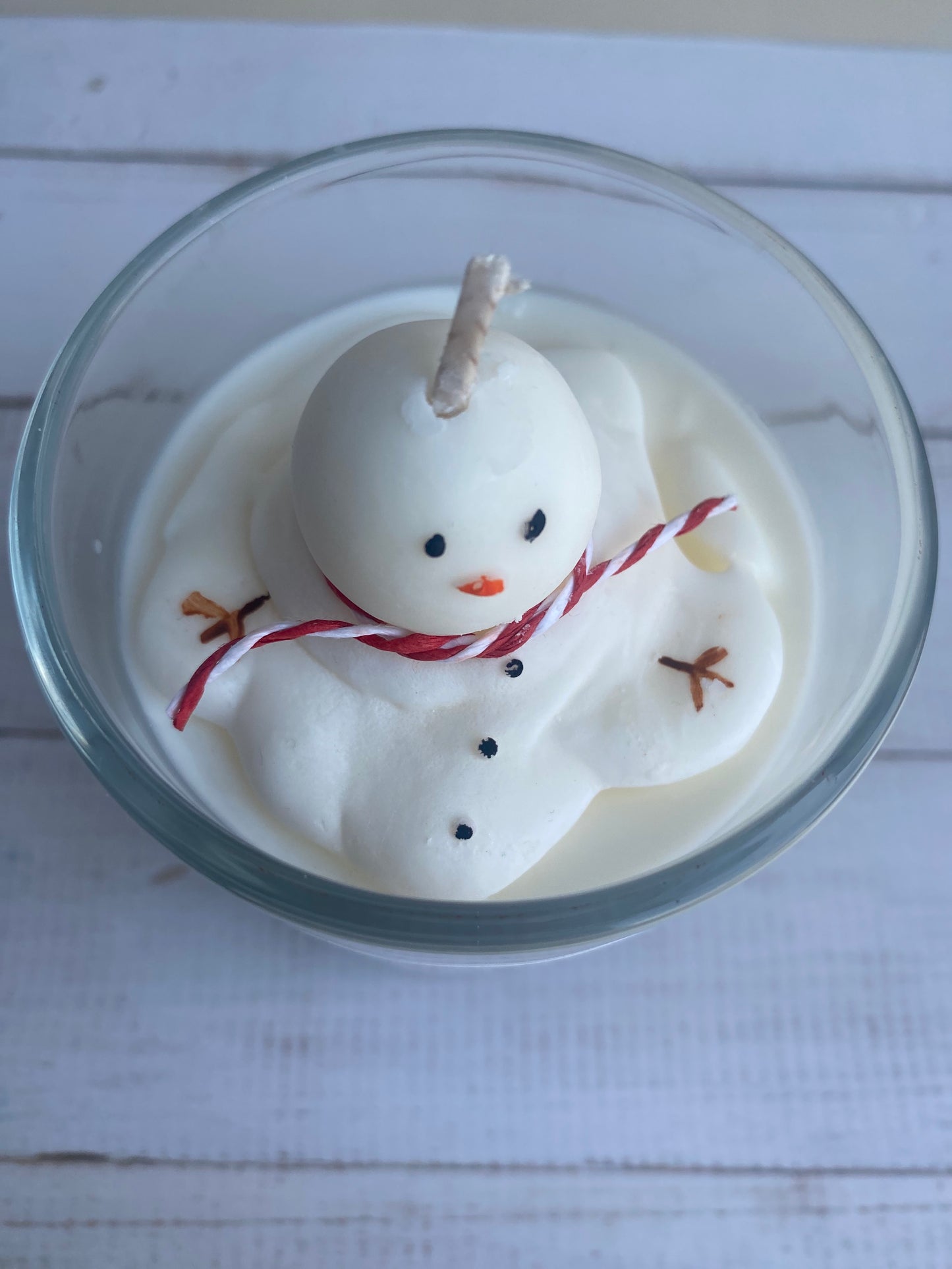 Melting Snowman Candle: Cashmere Snow Scented Vegan Soy Wax