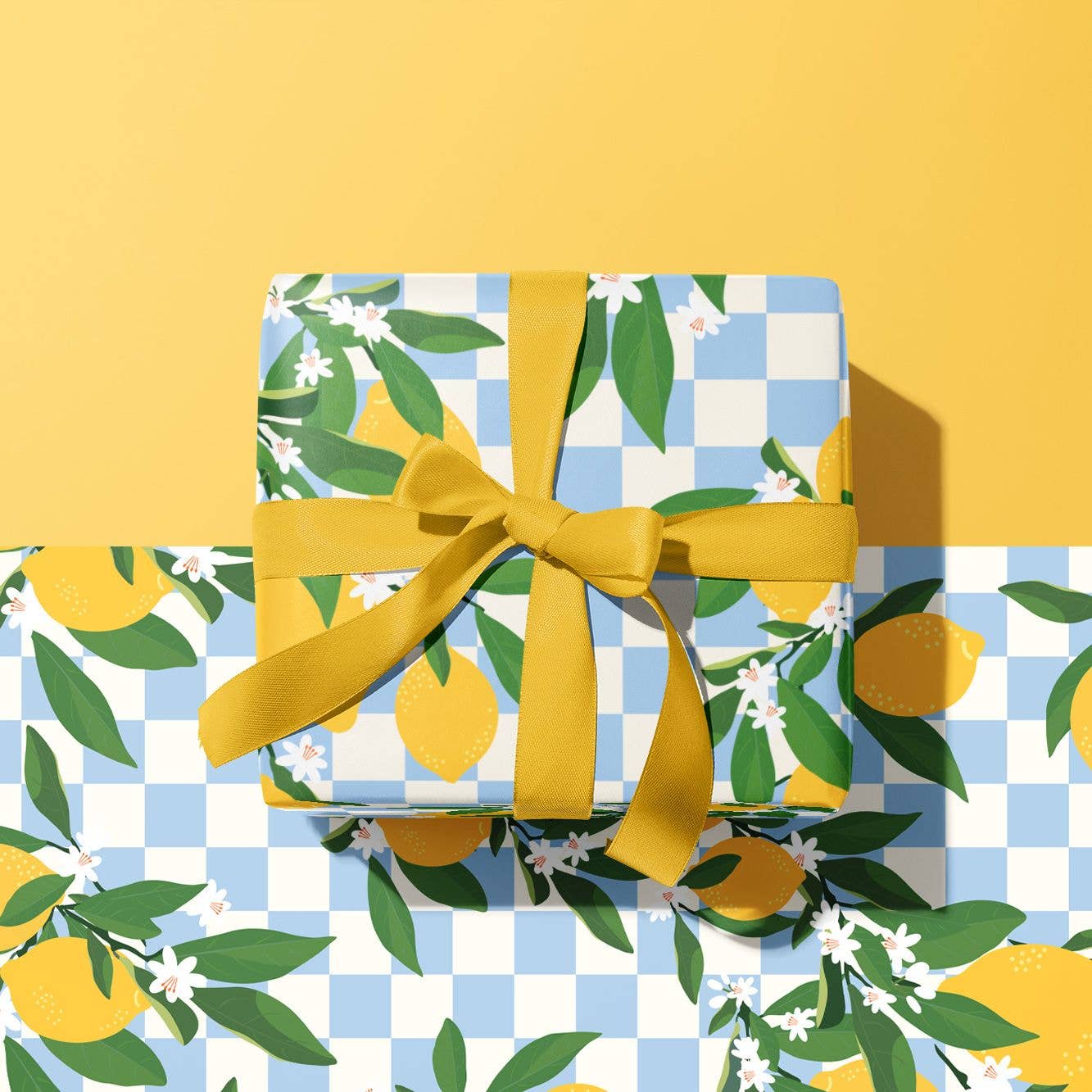 LEMON CHECKERBOARD GIFT WRAP SHEET