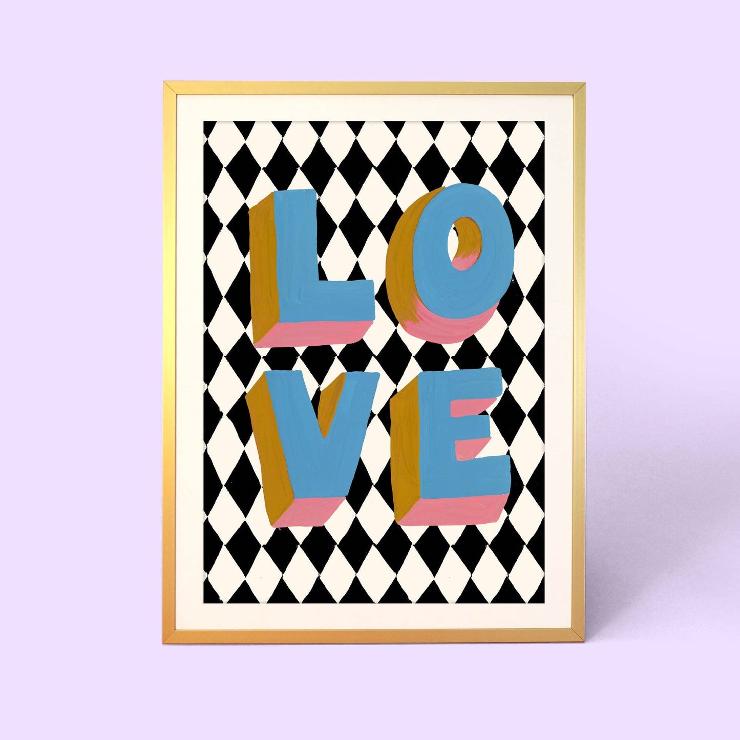 LOVE Harlequin Check Print: A4