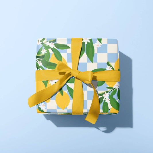 LEMON CHECKERBOARD GIFT WRAP SHEET