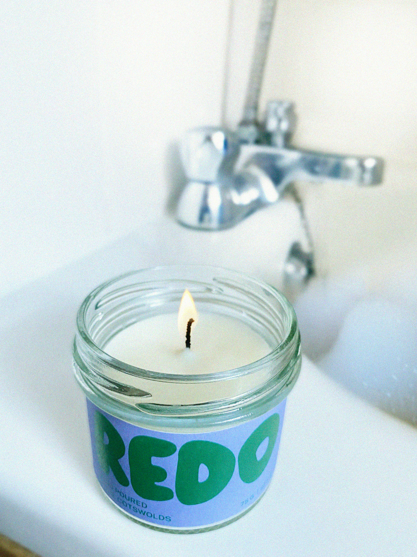 Lavender Candle I Recycled Glass I Vintage Home Decor