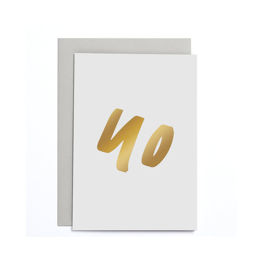 40th Birthday Small Card - Stylish Age Greeting Card: 90 x 120 mm