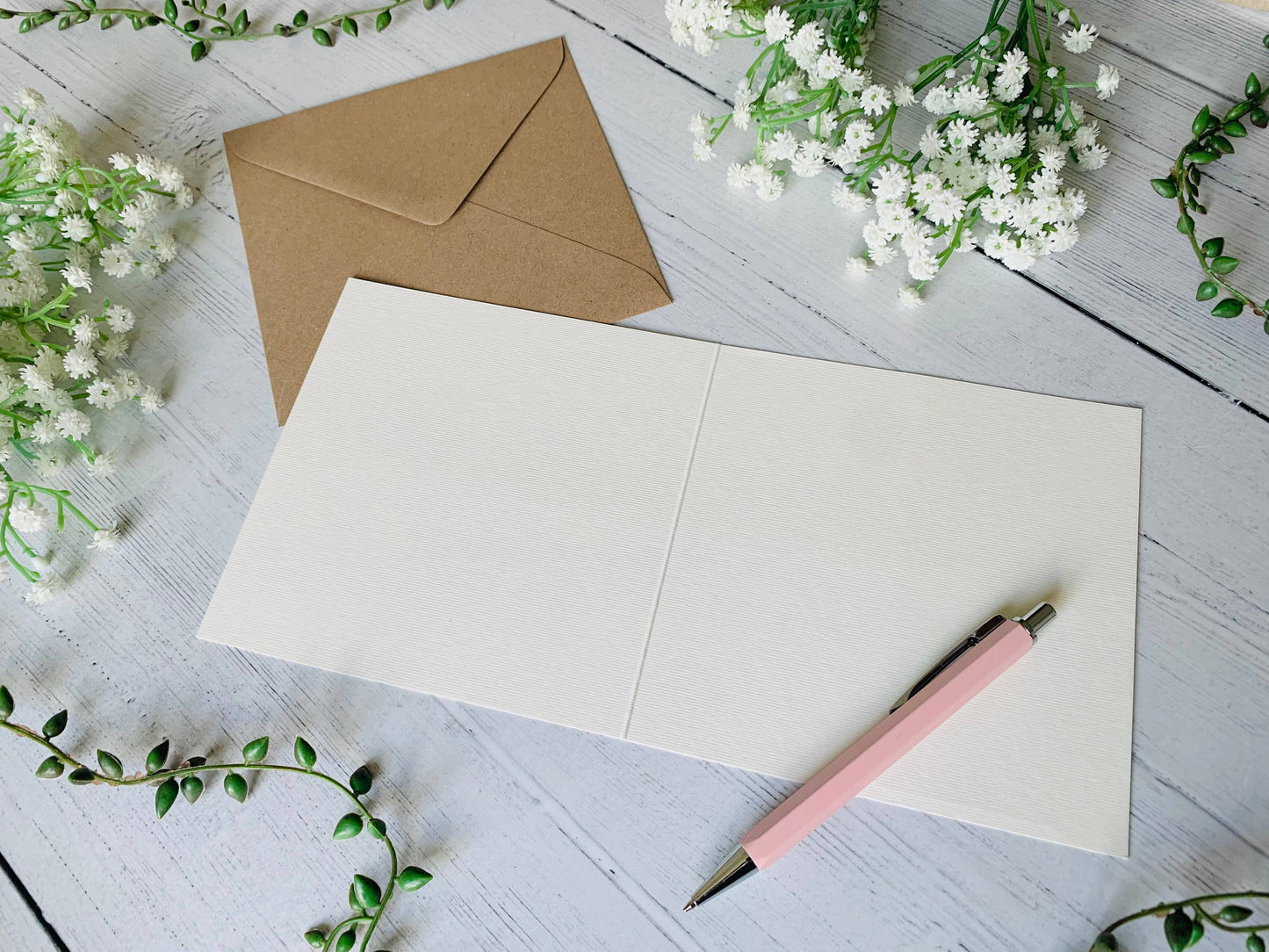 Row of Pink and Purple Wildflowers Greeting Card