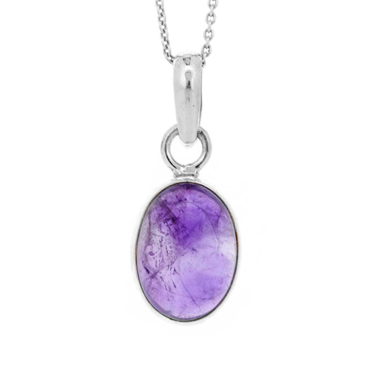 Oval Amethyst Pendant with 18" Trace Chain and Presentation