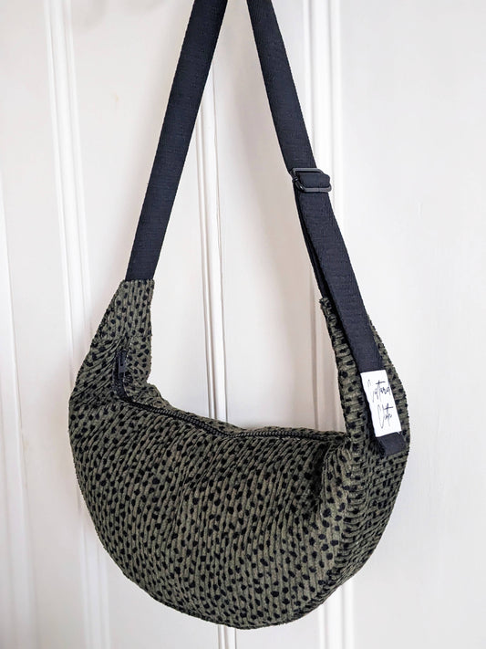 Green Animal Corduroy Sling Crossbody Bag