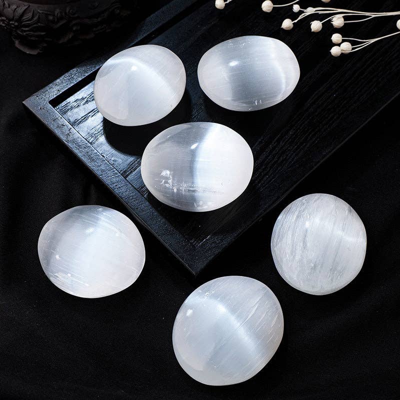 Selenite Palm Stone