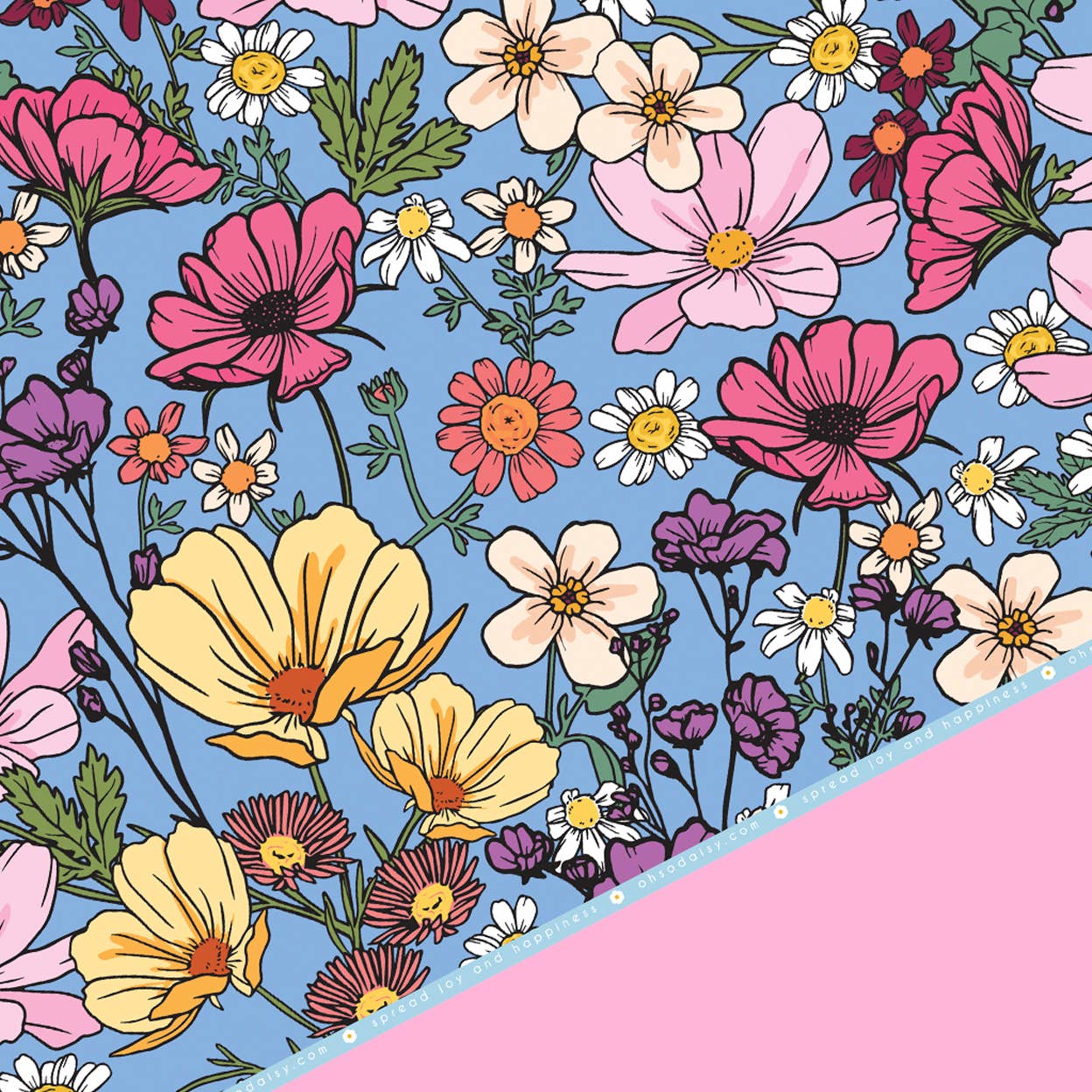 SHE'S A WILDFLOWER POWDER BLUE FLORAL GIFT WRAP SHEET