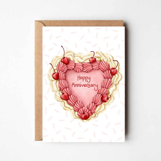 Happy Anniversary Cake Themed Greeting Card 