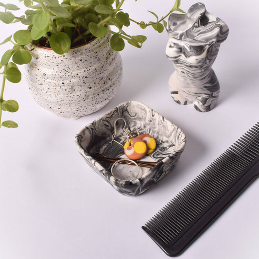 Square Trinket Dish: Black & White