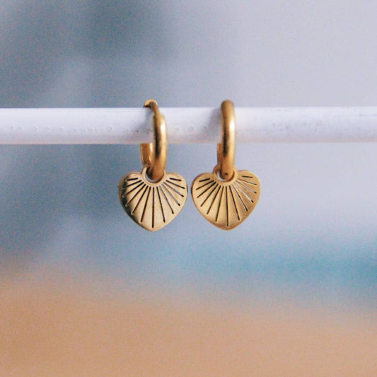 Fantasy Heart Huggie Hoop Earrings