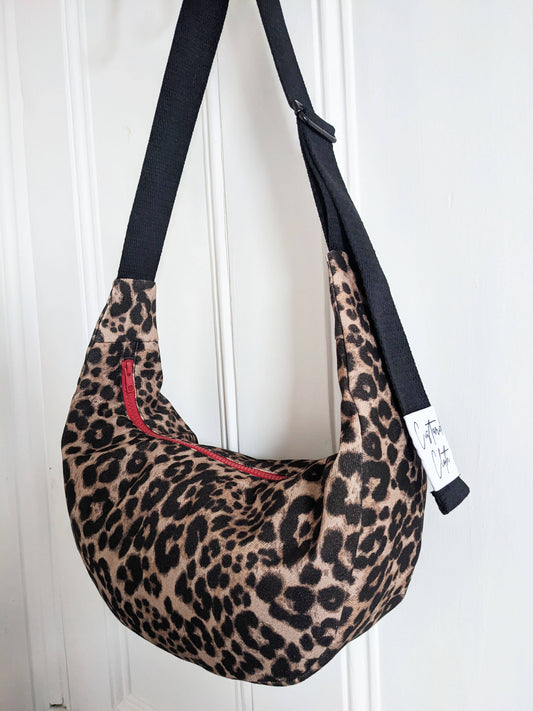 Leopard Denim Sling Crossbody Bag