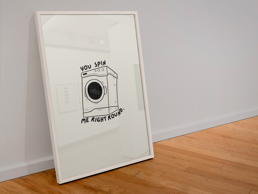 You spin me right round music inspired laundry print: A4