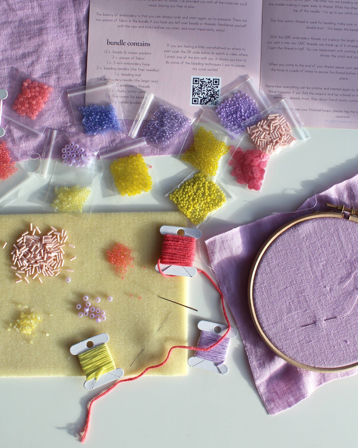 Beaded Embroidery Kit In Lilac