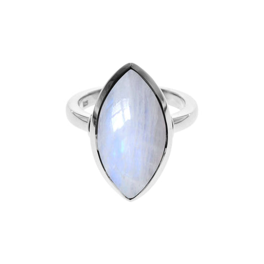 Samira plain marquis rainbow moonstone ring: L