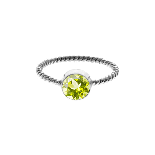 Catalina peridot facet rope band ring: M