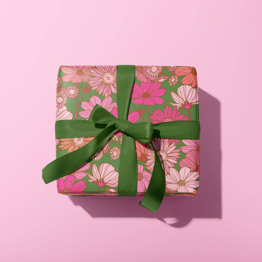 RETRO WILDFLOWER FLORAL GIFT WRAP SHEET