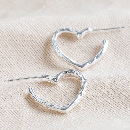 Organic Finish Small Heart Hoops