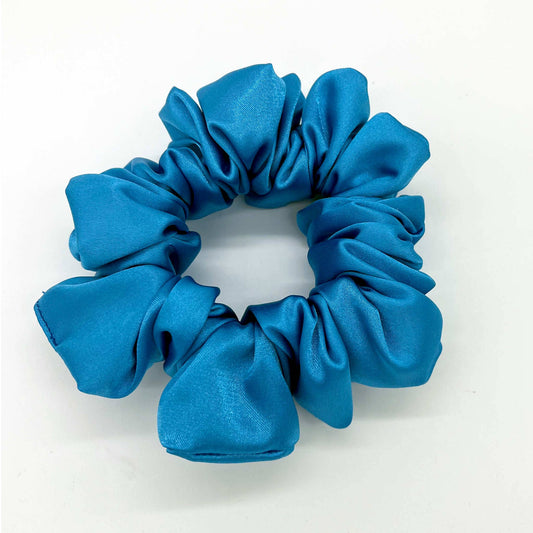 Luxury Satin Scrunchies - NEW COLOURS: Kingfisher Blue / Regular
