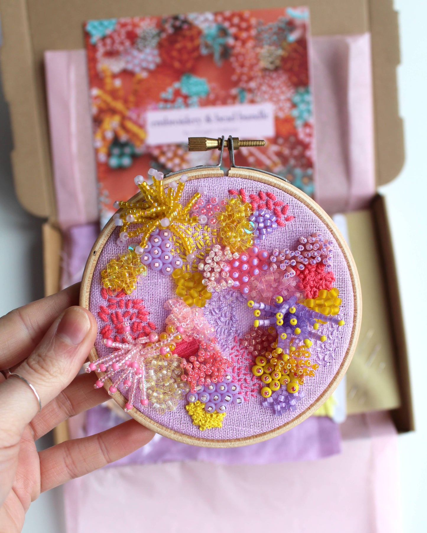 Beaded Embroidery Kit In Lilac