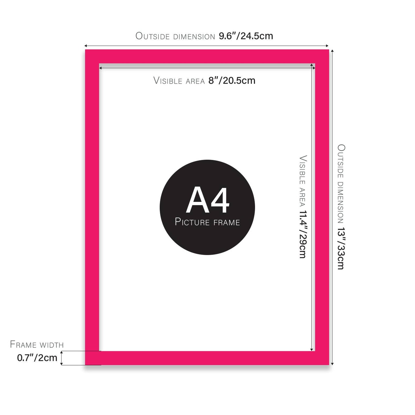 Bright Pink A4 Picture Frame
