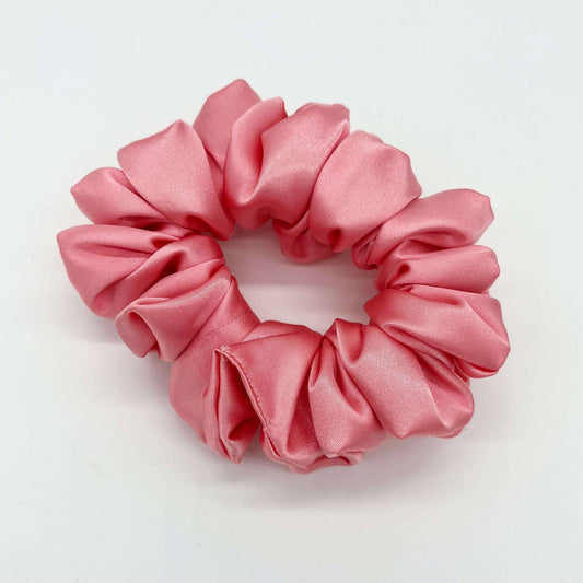 Luxury Satin Scrunchies - NEW COLOURS: Coral Pink / Regular