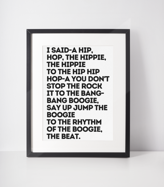 Rappers Delight Lyrics Print: A4