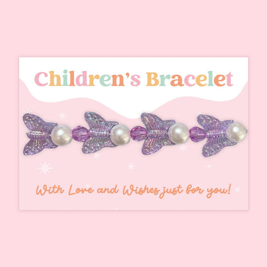 Butterfly Pearls - Children's Beaded Bracelet