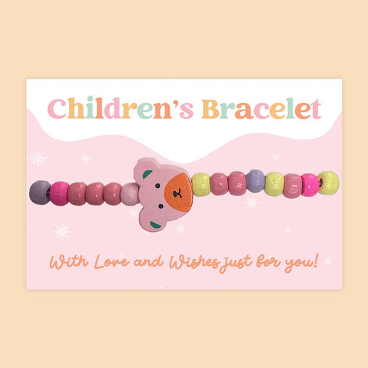 Pink Bear - Children's Beaded Bracelet