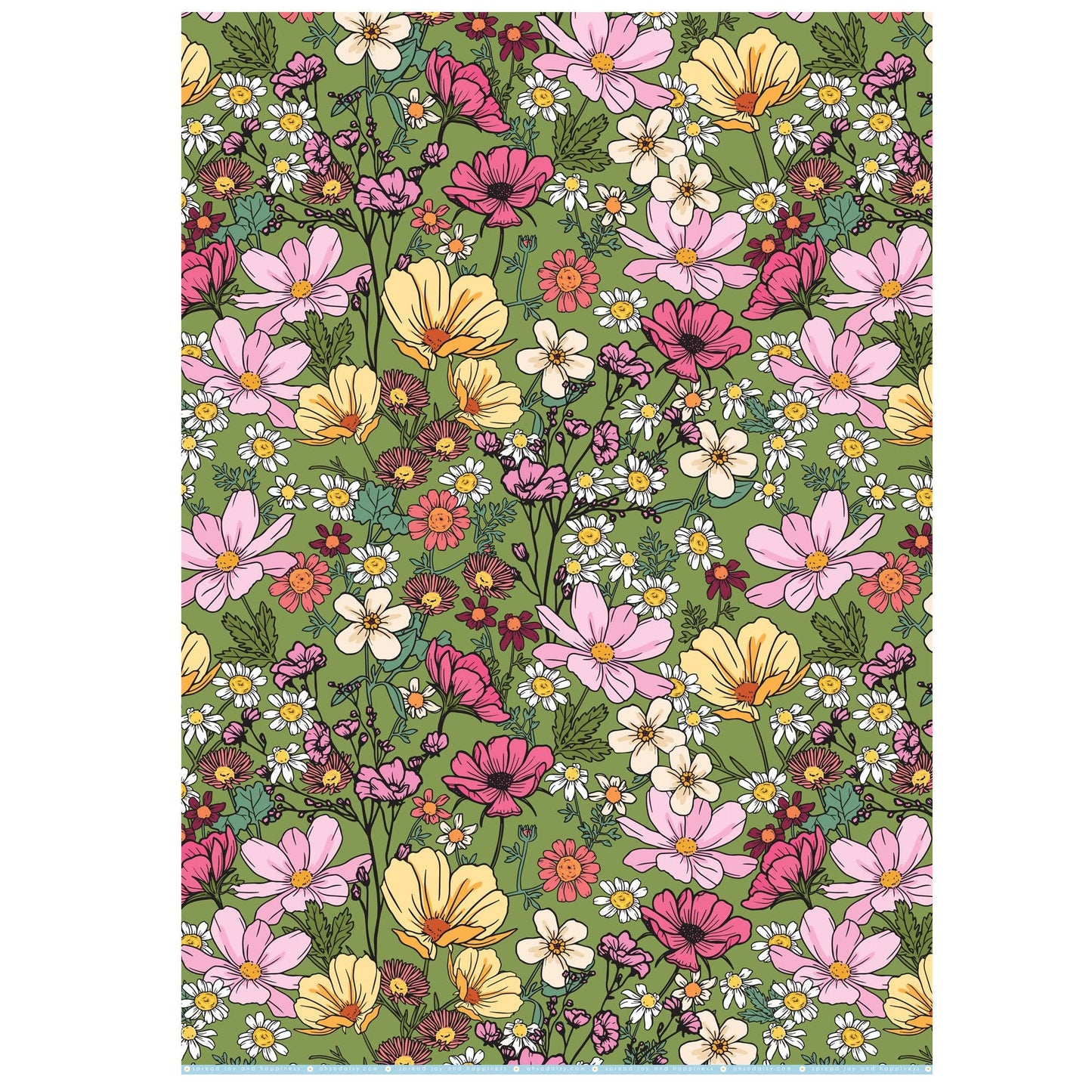 SHE'S A WILDFLOWER FOREST GREEN GIFT WRAP SHEET