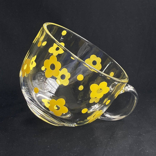 Yellow Floral Glass Mug