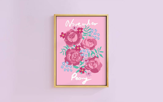 Birth Flower Print November - Peony