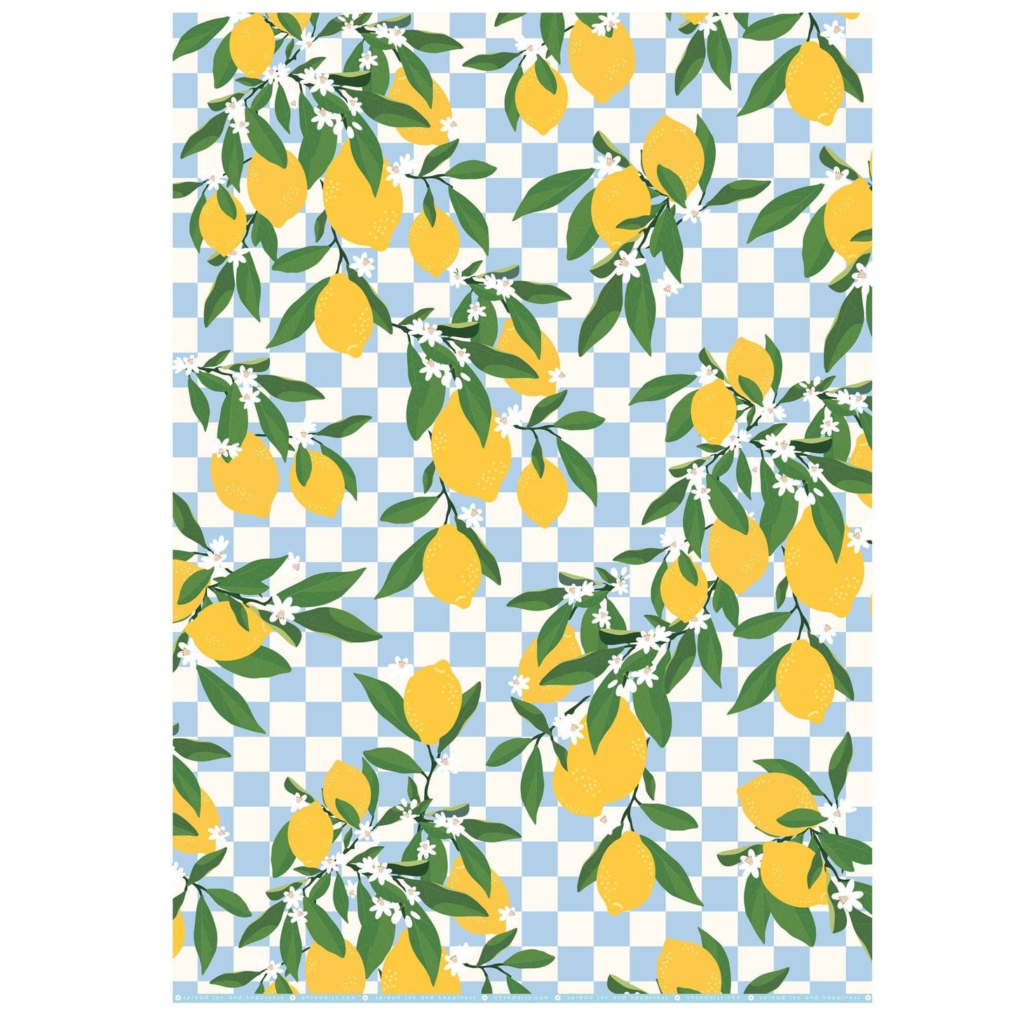 LEMON CHECKERBOARD GIFT WRAP SHEET