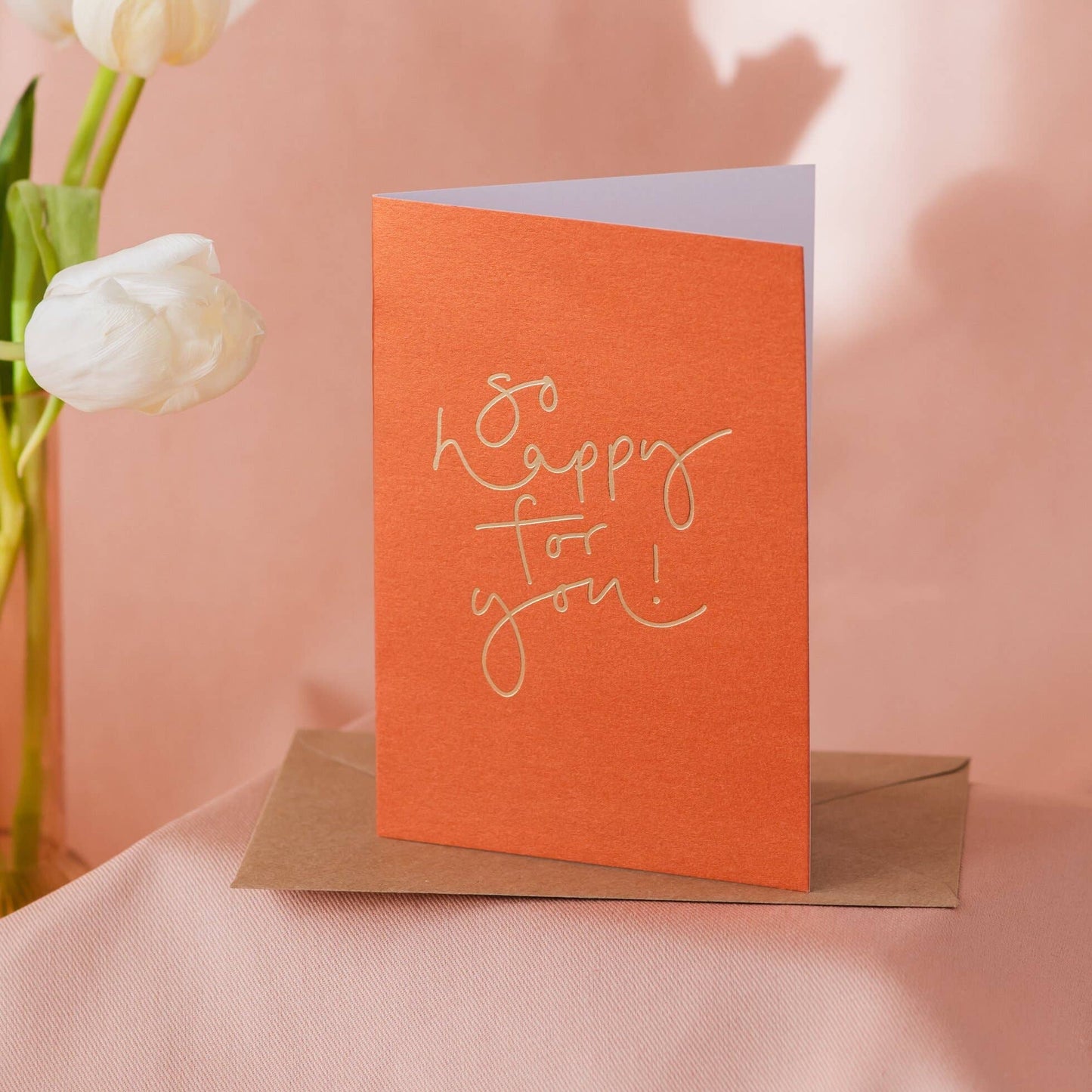 'So Happy For You’ Metallic Orange + Gold Foil Card