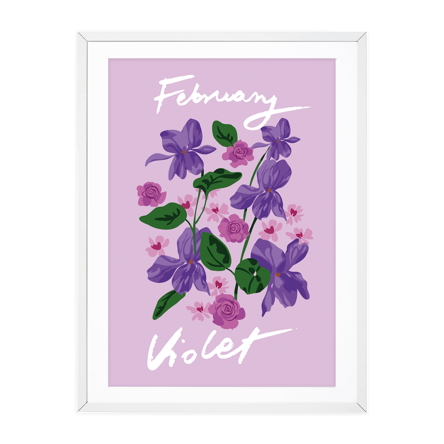 Birth Flower Print February - Violet - A6