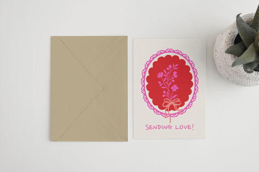Sending love A6/5x7 card: Card Clasp (Plastic Free) / A6