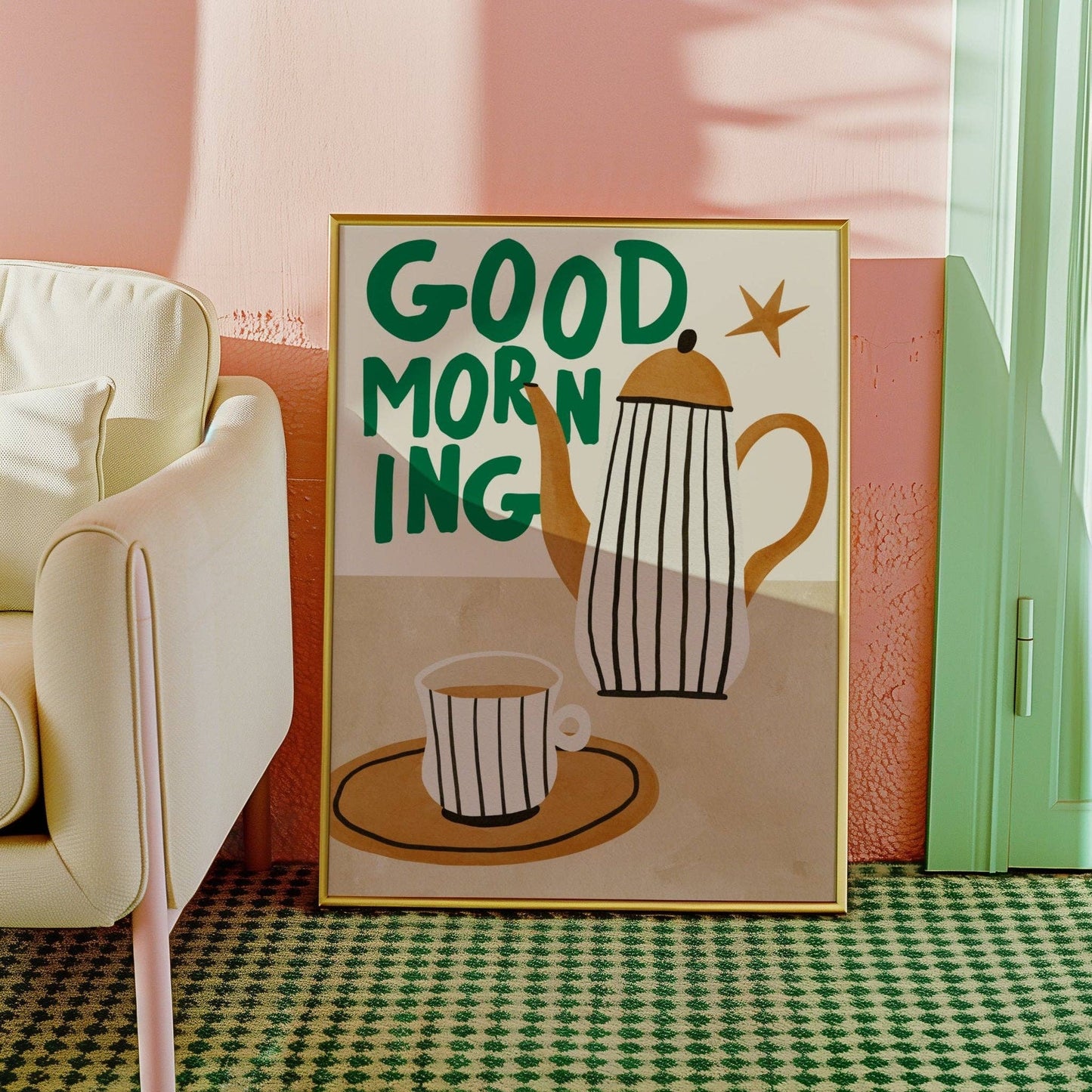Good Morning Tea Pot Print: A4