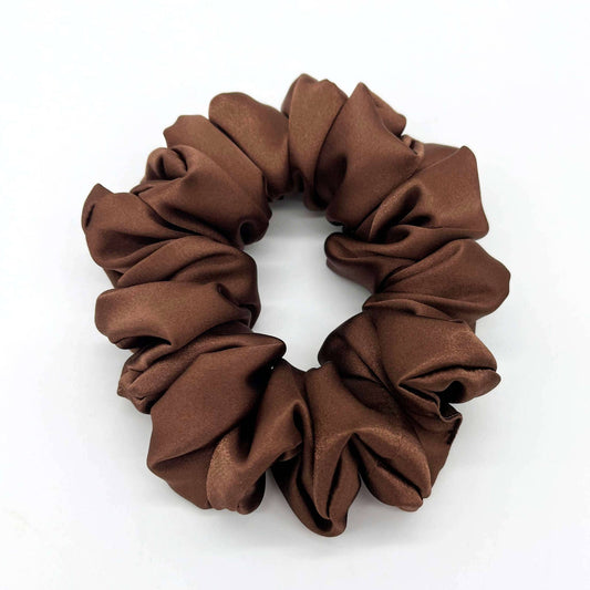 Luxury Satin Scrunchies - NEW COLOURS: Chocolate / Regular