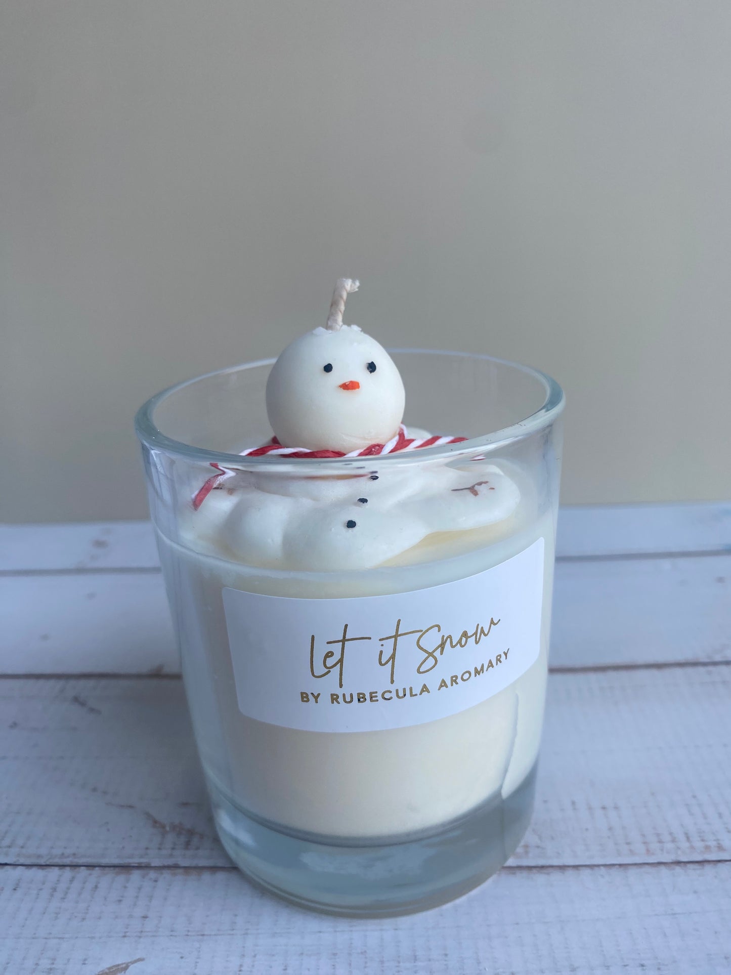 Melting Snowman Candle: Cashmere Snow Scented Vegan Soy Wax