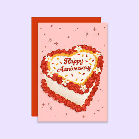 Happy Anniversary Vintage Kitsch Cake Card