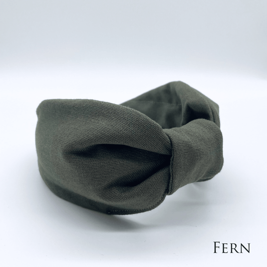 Luxury Linen Flat Knot Headband - 8 COLOURS: Fern