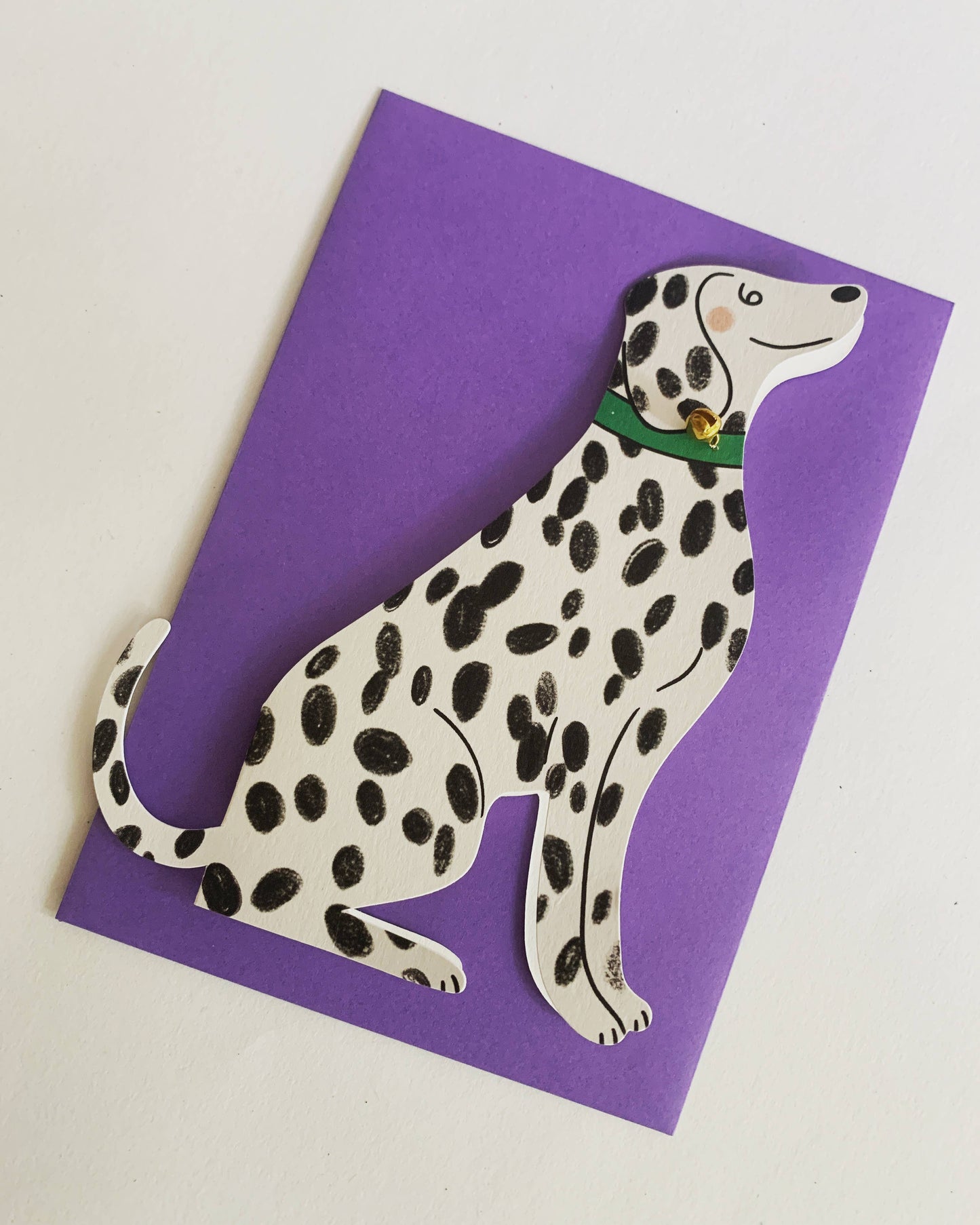 Sitting Dalmatian Shaped Greeting Card with bell: No Bell