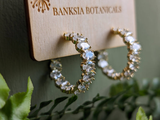 Gold Cubic Zirconia Hoop Earrings